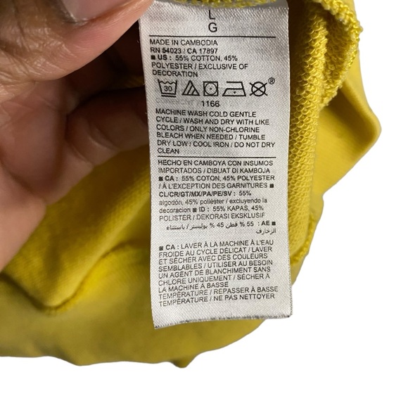 Old Navy Women's Yellow "Good Vibes Crew" Graphic Print Sweatshirt - Picture 6 of 8